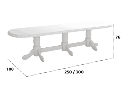 Set masa extensibila jork 250x300 cm, lemn masiv alb, cu 12 scaune tapitate stofa gri, s-38 B24B - imagine 2