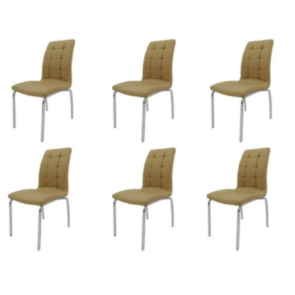 Set 6 scaune bucătărie s-02, culoare camel