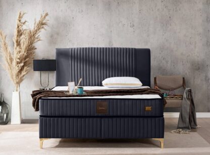 Pat Melia cu saltea 160 x 200 , tapitat, culoare antracit