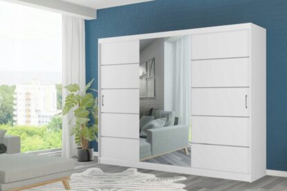 Dressing Ory, alb, 3 usi, cu oglinda, 250 cm