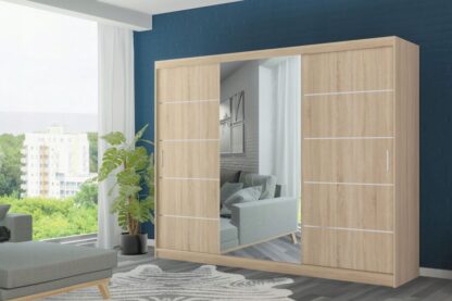 Dressing Ory, sonoma, 3 usi, cu oglinda, 250 cm