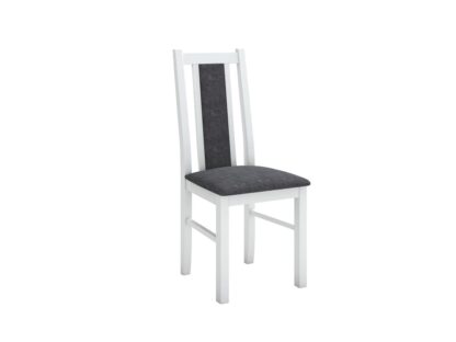 Set masa extensibila jork 160-200 cm, lemn masiv alb, cu 8 scaune tapitate stofa gri, s-38 24b - imagine 2