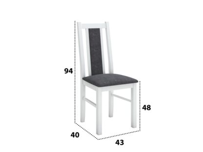 Set masa extensibila jork 160-200 cm, lemn masiv alb, cu 8 scaune tapitate stofa gri, s-38 24b - imagine 3