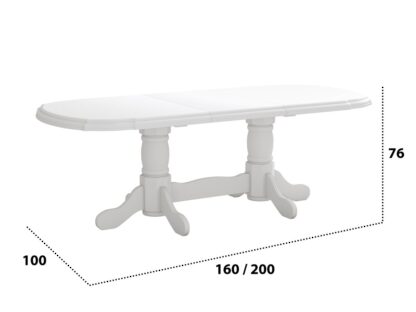 Set masa extensibila jork 160-200 cm, lemn masiv alb, cu 8 scaune tapitate stofa gri, s-38 24b - imagine 5