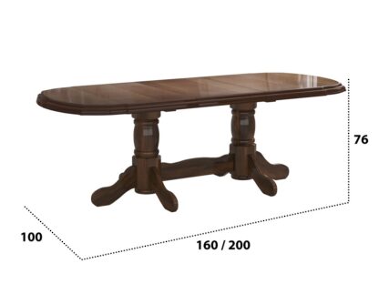 Set masa extensibila jork 160-200 cm, lemn masiv nuc, cu 8 scaune tapitate stofa maro, s-37 O2 - imagine 5