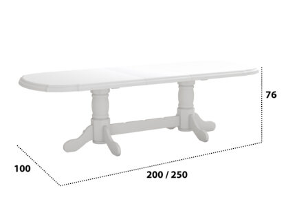 Set masa extensibila jork 200x250 cm, lemn masiv alb, cu 10 scaune tapitate stofa maro, s-37 B25B - imagine 2