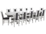 Set masa extensibila jork 250x300 cm, lemn masiv alb, cu 12 scaune tapitate stofa gri, s-38 B24B - imagine 6