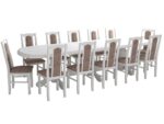 Set masa extensibila jork 250x300 cm, lemn masiv alb, cu 12 scaune tapitate stofa maro, s-37 B25B - imagine 6