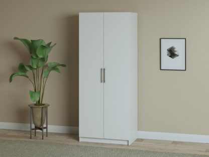 Dulap ECO, 2 usi si bara de haine, alb, 80 cm