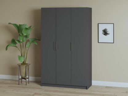 Dulap ECO, 3 usi cu bara de haine si rafturi, antracit, 120 cm