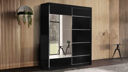 Dressing Hera negru, cu oglinda, 160 cm