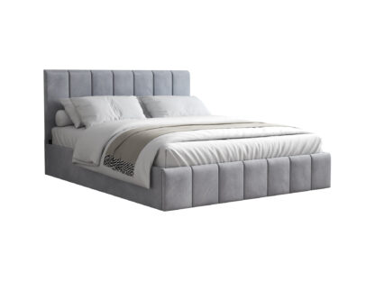Pat Cozy cu saltea, 160x200 cm, Gri deschis - imagine 3
