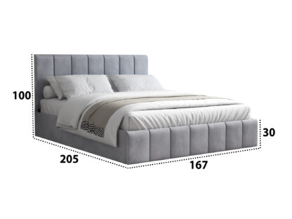 Pat Cozy cu saltea, 160x200 cm, Gri deschis - imagine 4