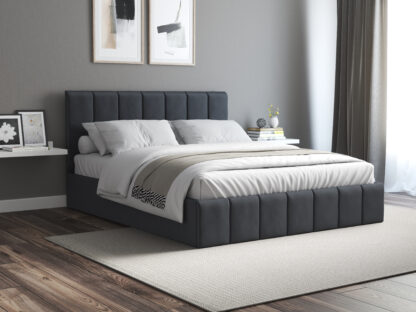 Pat Cozy cu saltea, 160x200 cm, Gri inchis