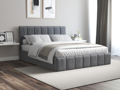 Pat Cozy cu saltea, 160x200 cm, Gri deschis