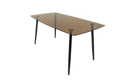 Masa living, mb-92, sticla securizata fumurie maro, 150x80x75 cm
