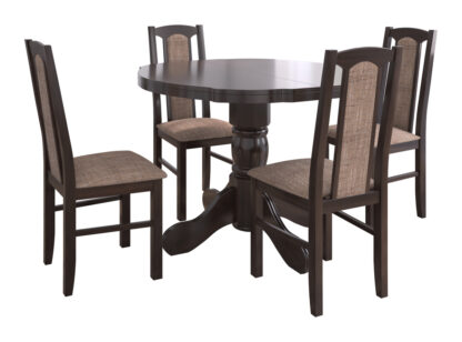 Set masa extensibila Kan 100x135 cm, lemn masiv, culoare wenge, blat din mdf cu 4 scaune tapitate S-37 Boss7 w2, stofa - imagine 2