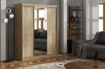 Dressing Ory, sonoma, 3 usi, cu oglinda, 200 cm