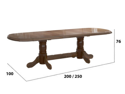Set masa extensibila jork 200x250 cm, lemn masiv nuc, cu 10 scaune tapitate stofa maro, s-37 O15 - imagine 6