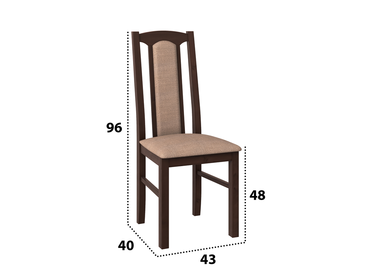 Set masa extensibila Kan 100x135 cm, lemn masiv, culoare nuc, blat din mdf cu 4 scaune tapitate S-37 Boss7 o15, stofa - imagine 4