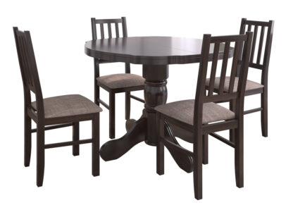 Set masa extensibila Kan 100x135 cm, lemn masiv, culoare wenge, blat din mdf cu 4 scaune tapitate S-38 Boss4 w2, stofa - imagine 2