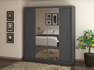 Dressing Radu cu oglinda, 180x200x61 cm, gri antracit