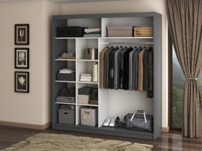 Dressing Radu cu oglinda, 180x200x61 cm, gri antracit - imagine 2