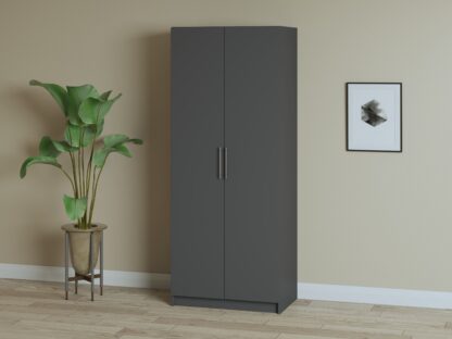 Dulap ECO, 2 usi si bara de haine, antracit, 80 cm