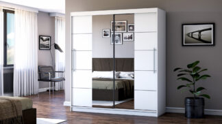 Dressing Radu cu oglinda, 180x200x61 cm, alb