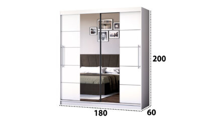 Dressing Radu cu oglinda, 180x200x61 cm, alb - imagine 2