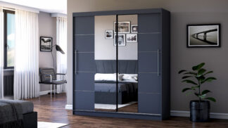Dressing Radu cu oglinda, 180x200x61 cm, gri antracit