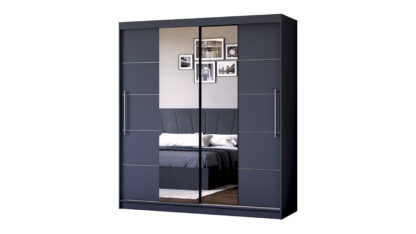 Dressing Radu cu oglinda, 180x200x61 cm, gri antracit - imagine 3