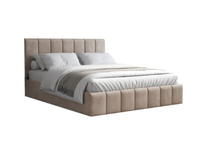 Pat Cozy cu saltea, 140x200 cm, cappucino, suport saltea din PAL - imagine 3