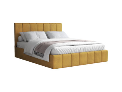 Pat Cozy cu saltea, 160x200 cm, galben, suport saltea din PAL - imagine 2
