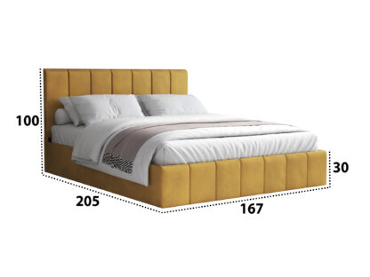 Pat Cozy cu saltea, 160x200 cm, galben, suport saltea din PAL - imagine 3