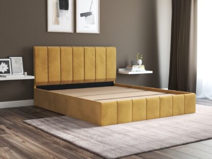 Pat Cozy, 140x200 cm, galben, suport saltea din PAL - imagine 4