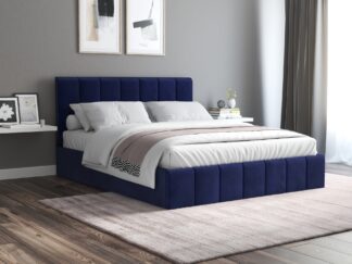Pat Cozy cu saltea, 160x200 cm, albastru, suport saltea din PAL