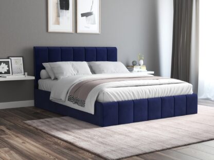 Pat Cozy cu saltea, 160x200 cm, albastru, suport saltea din PAL