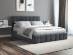 Pat Cozy, 140x200 cm, gri inchis, suport saltea din PAL