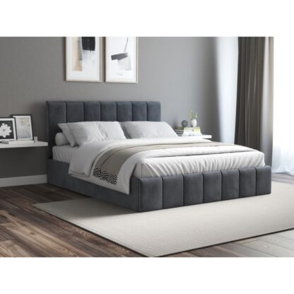 Pat Cozy, 140x200 cm, gri deschis, suport saltea din PAL