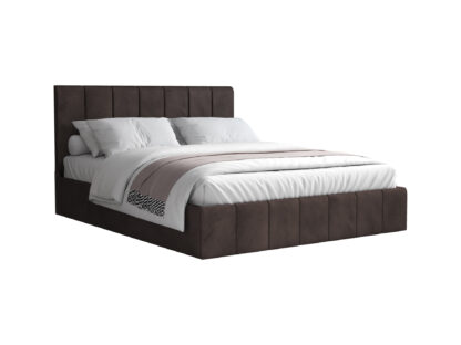 Pat Cozy cu saltea, 160x200 cm, maro, suport saltea din PAL - imagine 3