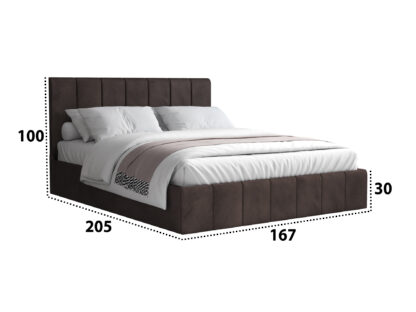 Pat Cozy cu saltea, 160x200 cm, maro, suport saltea din PAL - imagine 4