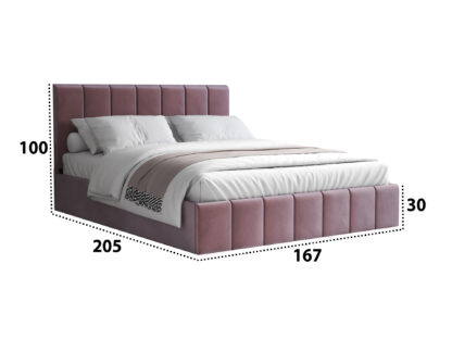 Pat Cozy cu saltea, 160x200 cm, mov, suport saltea din PAL - imagine 4
