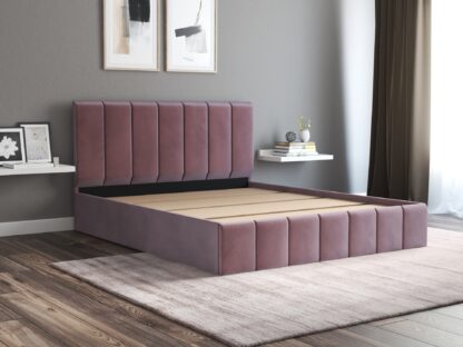 Pat Cozy cu saltea, 160x200 cm, mov, suport saltea din PAL - imagine 2
