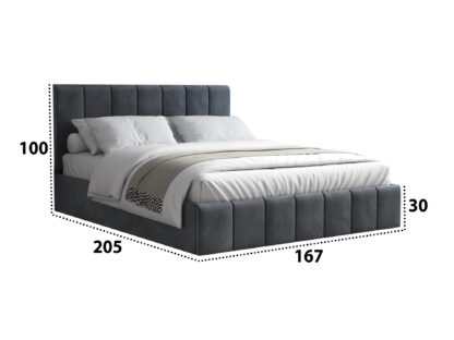 Pat Cozy, 140x200 cm, gri inchis, suport saltea din PAL - imagine 4