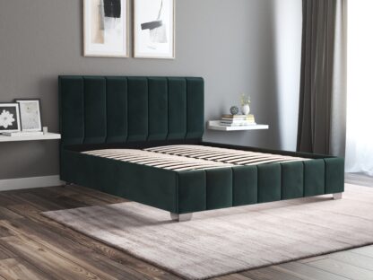 Pat Cozy, 160x200 cm, verde, cu picioare si somiera - imagine 2