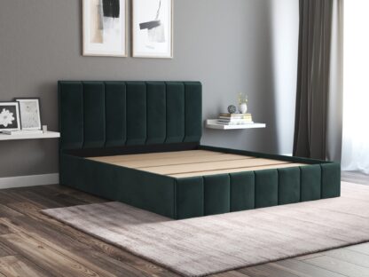 Pat Cozy cu saltea, 140x200 cm, verde, suport saltea din PAL - imagine 2