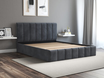 Pat Cozy, 140x200 cm, gri inchis, suport saltea din PAL - imagine 5