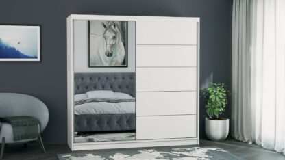 Dressing Ina, cu oglinda, 150x200x60 cm, Alb