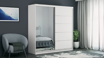 Dressing Ina, cu oglinda, 150x200x60 cm, Alb - imagine 5